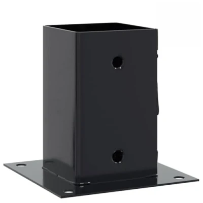 Immagine di vidaXL Basi per Pali Quadrati 4 pz 91x91 mm Acciaio Verniciato Polvere, base di recinzione in cemento, del palo della recinzione, supporto metallo