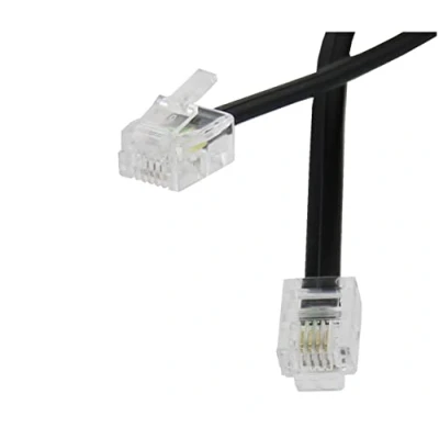 Immagine di Cavo Piatto Telefonico RJ11 a 6P4C Modem Router Fax ISDN DSL VDSL Internet (7 Metri, Nero)