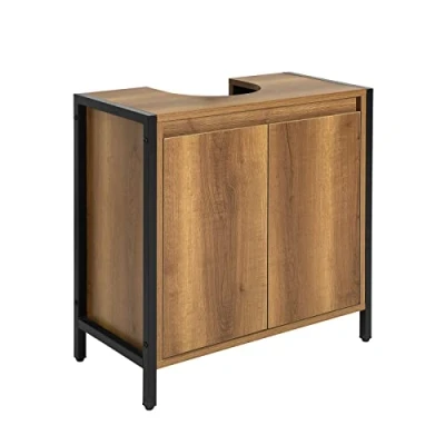 Immagine di SoBuy Mobiletto da Bagno Armadietto Sottolavabo con 2 Ante a Terra in Legno BZR63 PF…