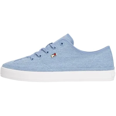 Immagine di Tommy Hilfiger Washed Canvas Vulc Sneaker Fw0Fw08894, Basso Top, Donna, Blu (Brisk Blue), 40 EU
