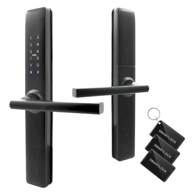 Immagine di EURA ELH 71H4 Serratura intelligente sottile con maniglia a combinazione 13,56 MHz Lettore di prossimità IP65 Spaziatura bullone universale Plus Nero