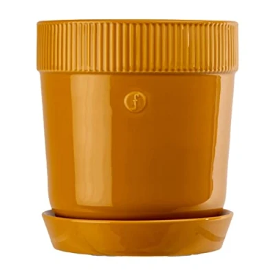 Immagine di Sagaform Elise 5018397 Vaso da fiori in gres porcellanato, 17 x 19 cm, colore: Giallo