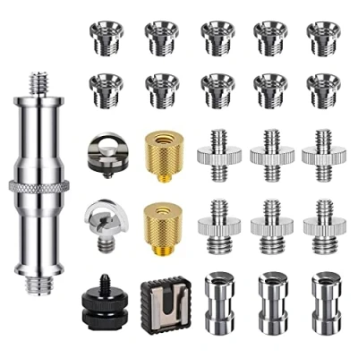 Immagine di Homeet 26 pezzi Adattatore a Vite per Filettatura da 1/4&quot; 3/8&quot; Convertitore In Metallo Maschio Femmina Filettato Fotocamera DSLR, Treppiede, Rig Spalla, Cavalletto