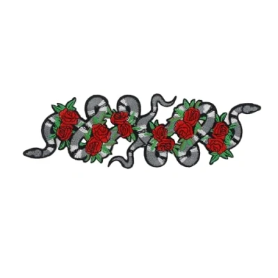Immagine di 5pcs Snake Rose Stick Ricamo Patch Tessuto Applique Ferro su Cappello Calzino Decorato Scrapbooking Accessori Cucire