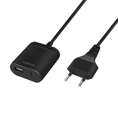 Immagine di LogiLink PA0256 Adattatore di alimentazione USB con cavo fisso da 1,5 m, 1 A e C, 12 W (5 V/2,4 A), nero