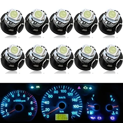 Immagine di Eseastar T3 Cuneo Lampadina LED Colore Blu Ghiaccio 20LM Luminosa Per Auto Cruscotto Strumento Lettura Manometro Luce di Pannello, Confezione da 10