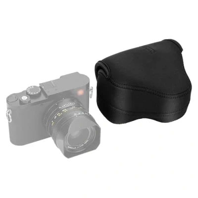 Immagine di JJC Custodia Neoprene per Leica Q3 Q2 Q, EOS R7 R10 con RF S 10 18mm F4.5 6.3 IS STM o 18 45mm f/4.5 Obiettivi Adatta Fotocamere Fino a 130 x 75 100mm Nero