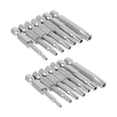 Immagine di Gasea 2 set di 7 cacciaviti a trox magnetici stella 5 punti, kit 6,35 mm, attacco esagonale, testa Torx, sicurezza anti manomissione T10 T40 S2 acciaio