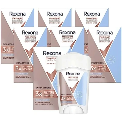 Immagine di Rexona Maximum Protection Crema deodorante anti traspirazione, 48 ore di protezione contro la sudorazione e l&#039;odore del corpo, 45 ml, 7 pezzi