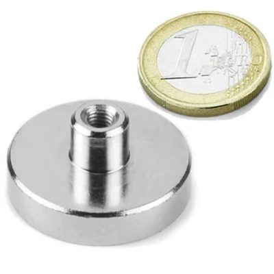 Immagine di 2 x Magnete al neodimio Ø 32 mm con filettatura interna M5 tiene 35 kg pezzi