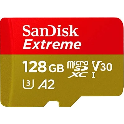 Immagine di SanDisk Extreme 128GB microSD Card for Mobile Gaming, with A2 App Performance, supports AAA/3D/VR game graphics and 4K UHD Video, 160MB/s Read, 90MB/s Write, Class 10, UHS I, U3, V30