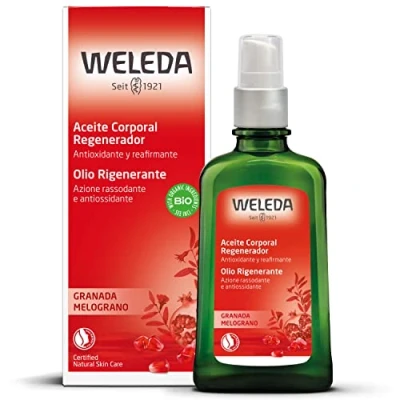 Immagine di Weleda Olio Rigenerante Melograno, trattamento rassodante per una pelle perfettamente morbida e curata, profumo femminile di arancia, davana vaniglia (1X100 ml)