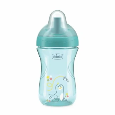 Immagine di Chicco Advanced Cup Bicchiere Plastica Antigoccia 266 ml con Cannuccia, Beccuccio Ergonomico e Valvola, senza BPA, Azzurro