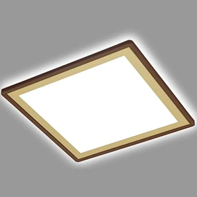 Immagine di BRILONER lampada da soffitto a LED con effetto retroilluminato, sottile LED, ultra piatta, luce bianca neutra, 293x293x28 mm, marrone oro
