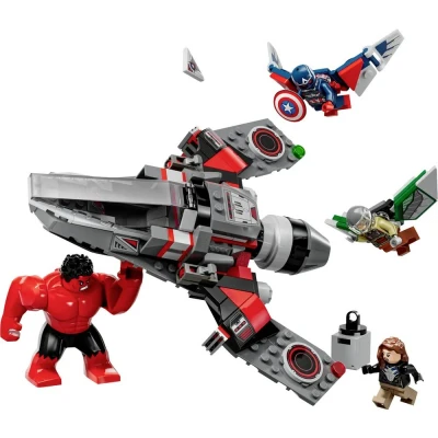 Immagine di LEGO Marvel Battaglia Captain America vs. Hulk Rosso con Aereo Giocattolo da Costruire e Minifigure dei Supereroi, Giochi d&#039;Azione per Bambini Bambine 8 Anni, Idea Regalo Collezione 76292