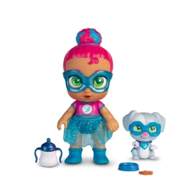 Immagine di Super Cute Mini Glitzy Cool Doll con cucciolo Kala &amp; Allie, bambola articolata da 12 cm cucciolo, abiti e accessori supereroe, adatta per bambini dai 4 anni in su