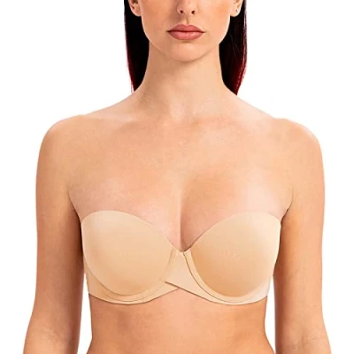 Immagine di MELENECA Donna Push Up Reggiseno Senza Spalline Invisibile con Ferretto Bacio del Sole 6C