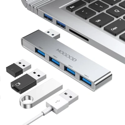 Immagine di Hub USB per laptop, MOGOOD 3.0 Slitt da Ultra Slim Data [Carica non supportato] Stazione Adattatore Multi Port Expander PC Windows, Mac, stampante, Flash Drive