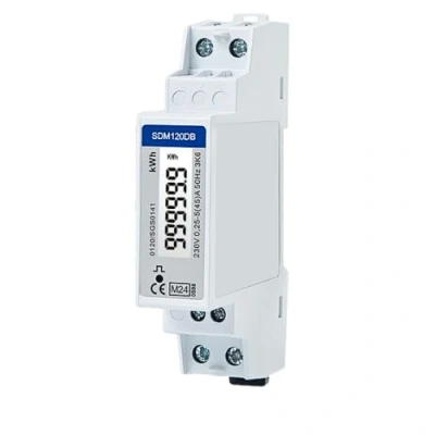 Immagine di EASTRON SDM120DB MID Contatore elettrico Monofase Uscita a impulsi 1000imp Rete 45A kWh, misuratore DIN basso costo Energy Monitor, con di e display LCD retroilluminato digitale