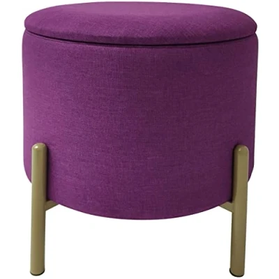 Immagine di ECHTWERK Pouf Logan, con vano portaoggetti, Coperchio Rimovibile, Contenitore Rotondo, Piedi in Legno, Adatto per Camera da Letto e Soggiorno, 40 x cm, Fino a 150 kg, bay