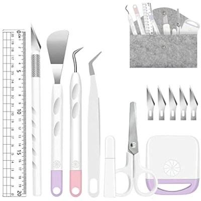Immagine di Accessori per Plotter, 13 Pezzi di Strumenti diserbo in Vinile Cricut Silhouette Weeder Accessori, Set Plotter da diserbo, cammei, Scritte, creazione Fai Te