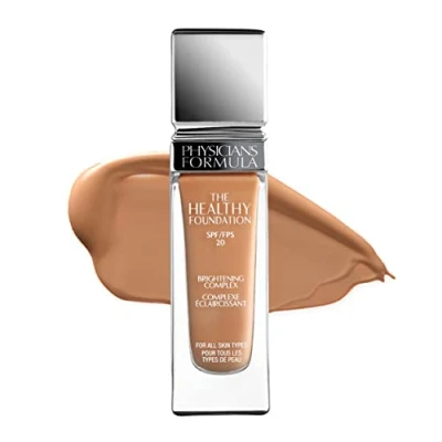 Immagine di Physicians Formula The Healthy Foundation SPF 20 Fondotinta a Lunga Tenuta Copertura Leggera e Media con Complesso Schiarente, Acido Ialuronico, Vitamina A, C ed E, Miscela Antiossidante MW2