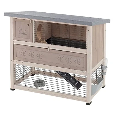 Immagine di Ferplast Gabbia per Conigli RANCH 120 BASIC Conigliera da Esterno in Legno FSC, con Accessori e Casetta conigli, 115,5 x 67 h 101 cm.