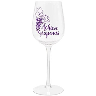 Immagine di Bicchiere da vino umoristico &#039;Achieve Grapeness&#039;, 420 ml