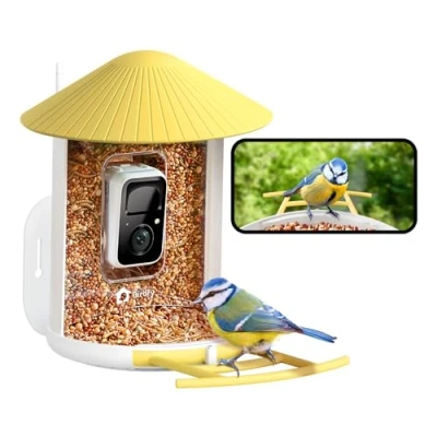 Immagine di Netvue Mangiatoia per Uccelli con Videocamera, Casetta da Esterno, Telecamera a Batteria Ricaricabile il Birdwatching, Cattura Video di Automatica, Notifica su APP
