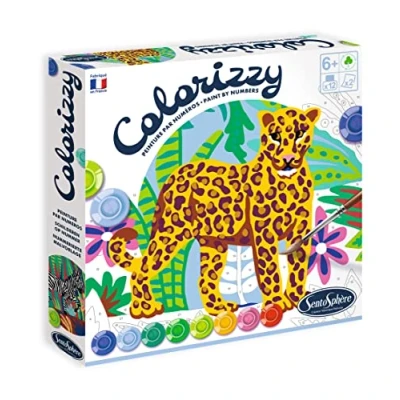 Immagine di Sentosphère Colorizzy 3904511 Kit per dipingere con i Numeri, Bambini, Zebra e Leopardo, Fai da Te, Multicolore, Medio, Sentosphere 4511