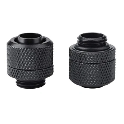 Immagine di ASHATA Raccordo a Compressione per Raffreddamento ad Acqua Tubo Flessibile in Ottone 2 Pezzi G1 / 4 Due tocchi PC Acqua(Nero)