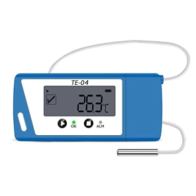 Immagine di ThermElc TE 04 ET logger di temperatura con sonda esterna, ampio display, funzione pausa registrazione, PDF automatico e rapporto CSV, 35.000 punti, data per la spedizione della catena
