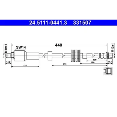 Immagine di ATE 24.5111 0441.3 Tubi Freno 440 M10x1 CITROËN: C4 II Hatchback, DS4 Hatchback