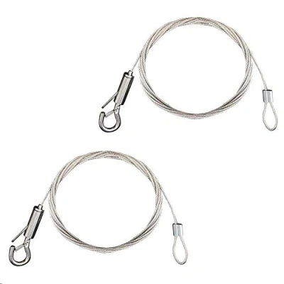Immagine di KINDPMA 2Pcs Cavo in Acciaio Inox 1,5mm Filo Funi Metalliche con Loop Ganci Intrecciato per Appendere Cornici Foto Vestiti Luci Quadri Lampadari Piante Vaso Lunghezza 2M Argento