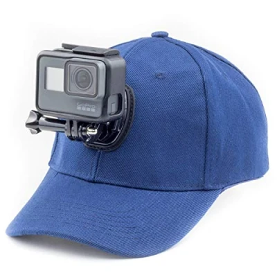 Immagine di Digicharge Cappellino da Baseball con Supporto per Action Camera Compatibile GoPro Hero12 Hero 12 11 10 Max/DJI OSMO 3 / Insta360 One/Akaso Apexcam Cooau Crosstour Camkong Victure Blu