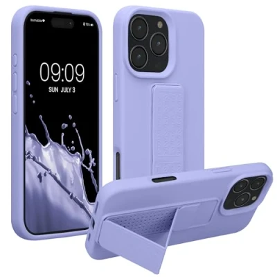 Immagine di kwmobile 1x Custodia Compatibile con Apple iPhone 16 Pro Max Cover Supporto Dita Back Case per Smartphone Protezione Gommata lavanda