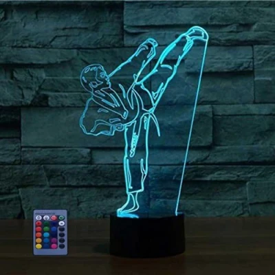 Immagine di Creativo 3D Taekwondo Luce Della Notte LED Lampada Telecomando 7/16 Cambiamento di Colore da Tavolo USB Power Interruttore Tattile Giocattoli per Bambini Decor Natale Regalo Compleanno