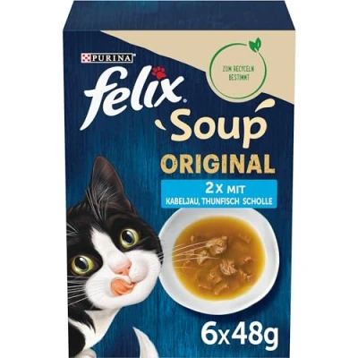 Immagine di Felix Soup 6 x 48 g umido gatto Selezioni con pesci (Merluzzo, Tonno, Platessa)