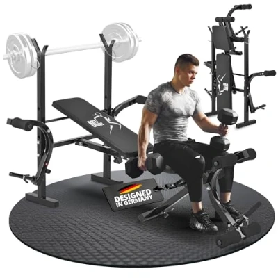 Immagine di ArtSport Panca Multifunzionale ProfiGym 1000 Pieghevole e Regolabile a 4 Posizioni con Supporto per Bilanciere, Curl Gambe Butterfly Allenamento Inclinata Piana