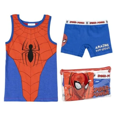 Immagine di CERDÁ LIFE&#039;S LITTLE MOMENTS Pigiama con Bavaglino Spiderman Blu, Rosso e Bianco Taglia 4 Anni Set di Pigiami Custodia Interna 100% Cotone 145 g/m² Prodotto Originale Disegnato in Spagna