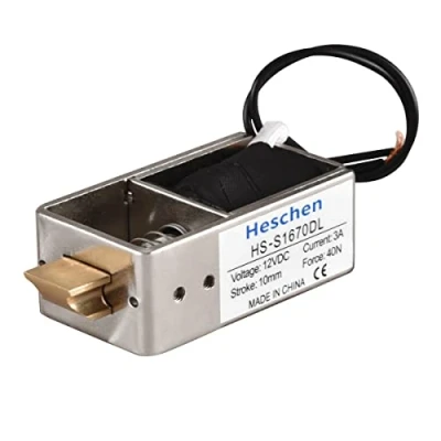 Immagine di Heschen Elettromagnete Solenoide , HS S1670DL, DC12V, 3A, 40N, Corsa 10mm, Tipo Push Pull, Telaio Aperto, Serratura