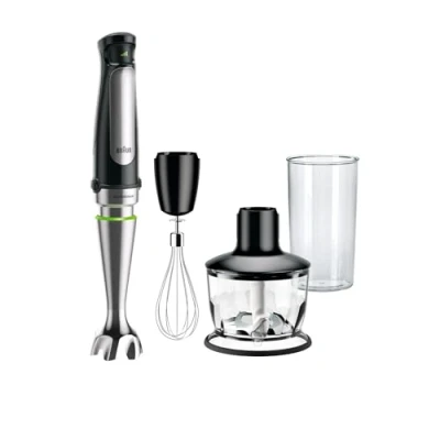 Immagine di Braun MultiQuick7 MQ7035X 5 ANNI DI ASSISTENZA, Minipimer Frullatore Immersione, Dotazione Frusta a Filo, Tritatutto da 500ml, Bicchiere Graduato 600ml, 1000W, Tecnologia Tedesca, Nero