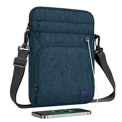 Immagine di MoKo Custodia Morbida da 9 11&quot; con Multitasche, Borsa a Tracolla Compatibile iPad Air 5 10.9&quot; 2022, 9/8/7th Gen 10.2, 4 10.9/Air 3 10.5, Galaxy Tab S9/S8 11&quot;, Indaco