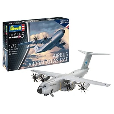 Immagine di Revell 03822 Airbus A400M Atlas RAF Kit Modello in Scala 1:72, Colore Non Verniciato
