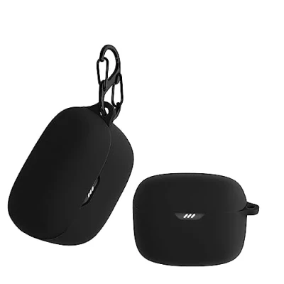 Immagine di kwmobile Custodia Silicone Cuffie Compatibile con JBL Tune Buds Cover Porta Auricolari Moschettone Case nero