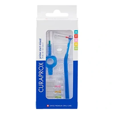 Immagine di Curaprox Interdentalbürsten CPS prime plus Mix Set, 0.6 1.1 mm Durchmesser, 2.2 5 Wirksamkeit, Set mit Zahnzwischenraum Bürsten und Halter UHS 451