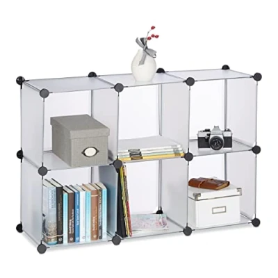 Immagine di &quot;Relaxdays 10021958_50 Scaffale Componibile, 6 Scomparti, Sistema a Incastro, Plastica, HxLxP: 65 x 96 32 cm, Trasparente