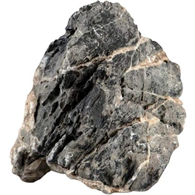 Immagine di sera Rock Quartz Gray L 2 3 kg Pietra Naturale Grigio Scuro con inclusioni bianche