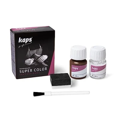 Immagine di Kaps Tinta Super Color + Preparatore (25 ml ognuno), Colorante Professionale per Pelle Naturale, Tela, Ecopelle, Nutre e Ripara le Scarpe in (175 Cervo)