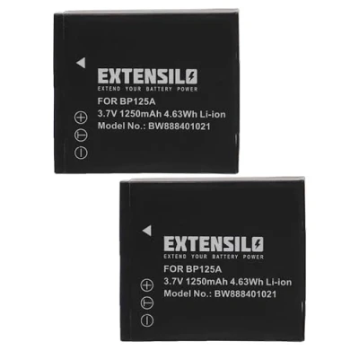 Immagine di EXTENSILO 2x batteria sostituisce Samsung AD43 00197A, BP125A, IA BP125 per fotocamera digitale DSLR (1250mAh, 3,7V, Li Ion)